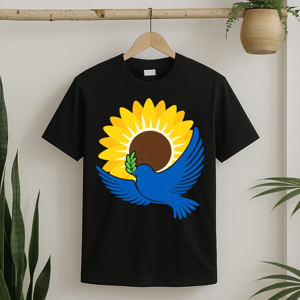 Sunflower Peace Dove Stand With Ukraine End The War T-Shirt