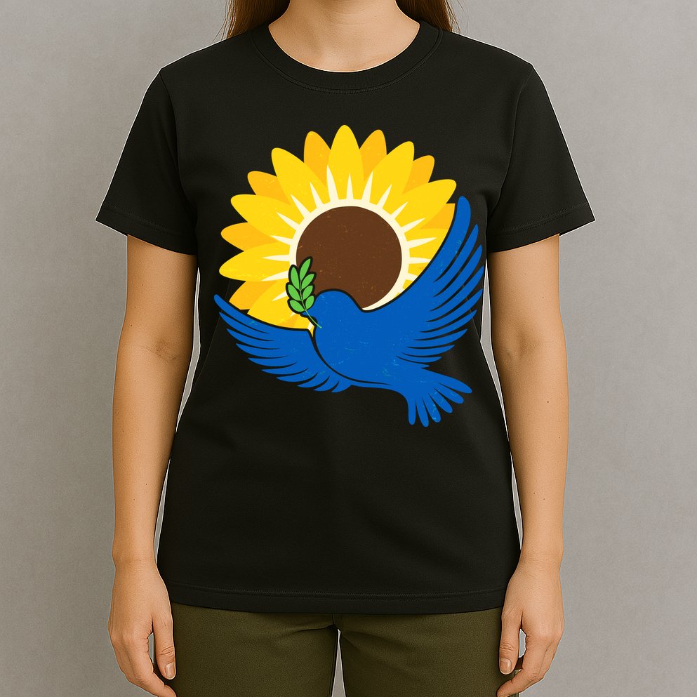 Sunflower Peace Dove Stand With Ukraine End The War T-Shirt