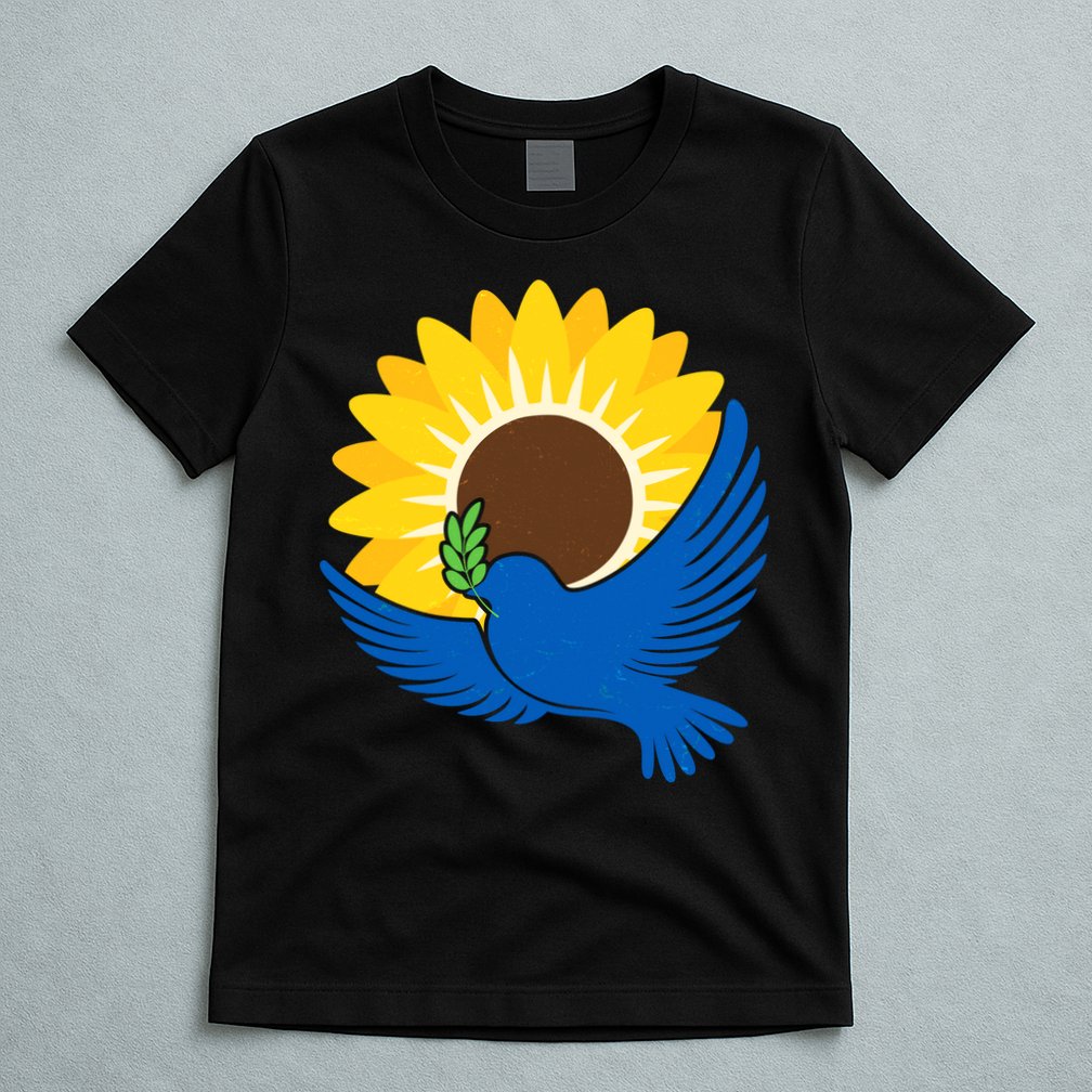Sunflower Peace Dove Stand With Ukraine End The War T-Shirt