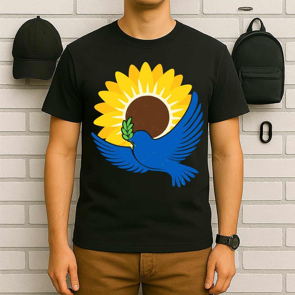 Sunflower Peace Dove Stand With Ukraine End The War T-Shirt
