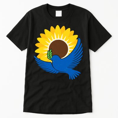 Sunflower Peace Dove Stand With Ukraine End The War Tall T-Shirt