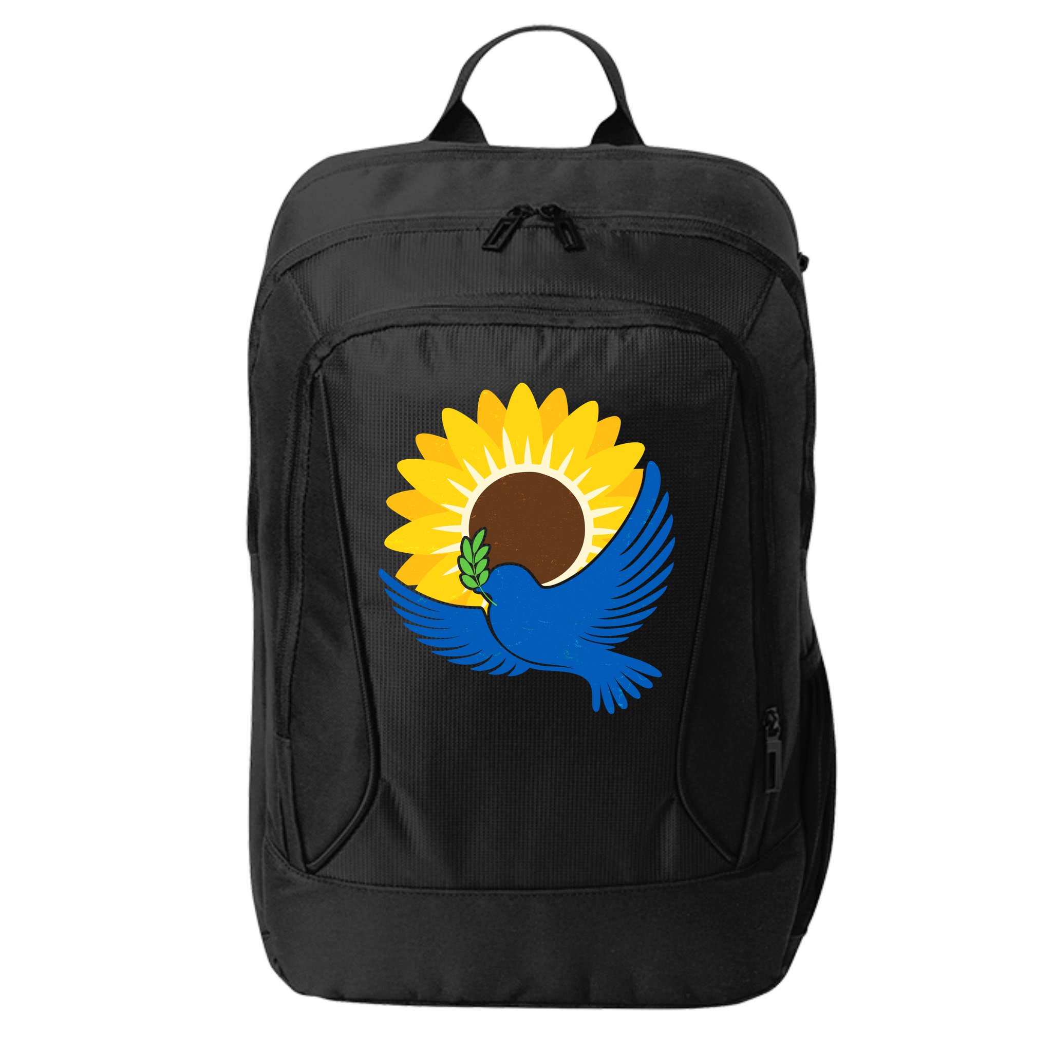 Sunflower Peace Dove Stand With Ukraine End The War City Backpack
