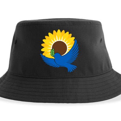 Sunflower Peace Dove Stand With Ukraine End The War Sustainable Bucket Hat