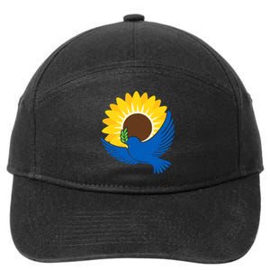 Sunflower Peace Dove Stand With Ukraine End The War 7-Panel Snapback Hat