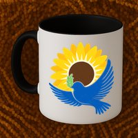 Sunflower Peace Dove Stand With Ukraine End The War Mug
