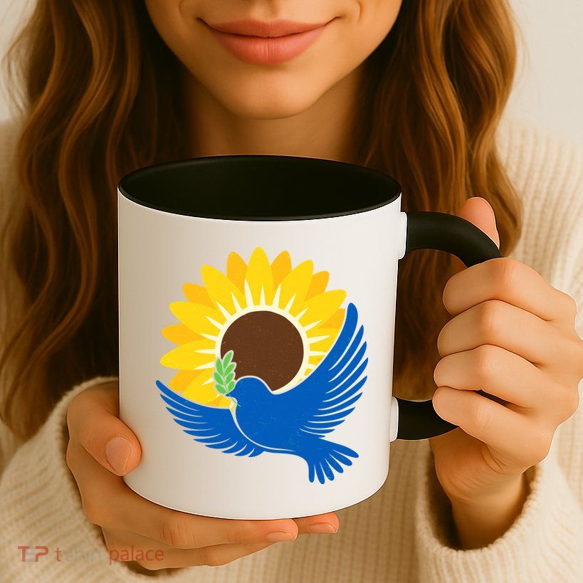 Sunflower Peace Dove Stand With Ukraine End The War Mug