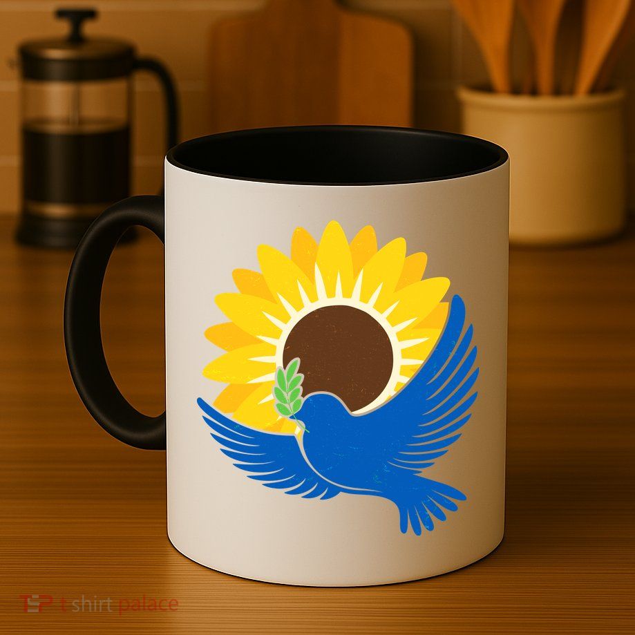 Sunflower Peace Dove Stand With Ukraine End The War Mug