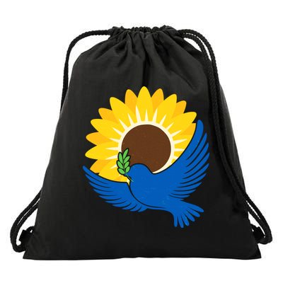 Sunflower Peace Dove Stand With Ukraine End The War Drawstring Bag