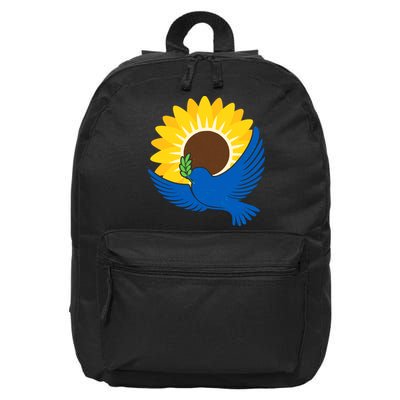 Sunflower Peace Dove Stand With Ukraine End The War 16 in Basic Backpack