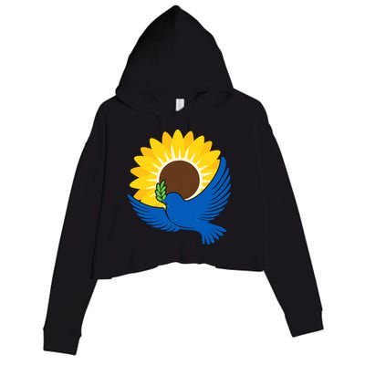 Sunflower Peace Dove Stand With Ukraine End The War Crop Fleece Hoodie
