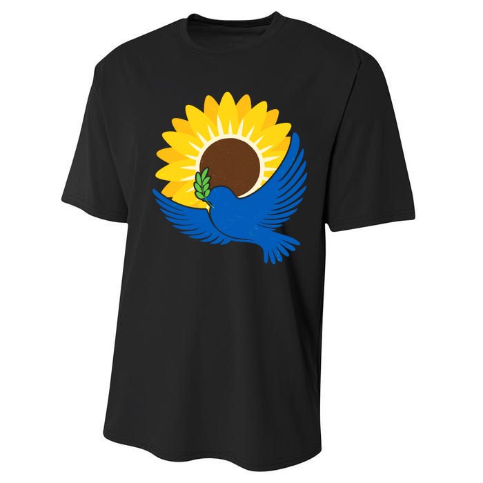 Sunflower Peace Dove Stand With Ukraine End The War Performance Sprint T-Shirt