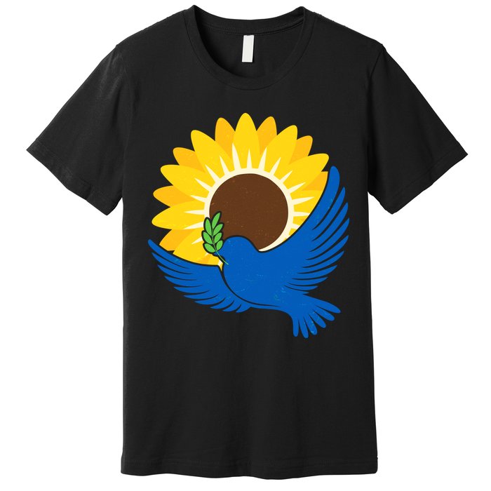 Sunflower Peace Dove Stand With Ukraine End The War Premium T-Shirt
