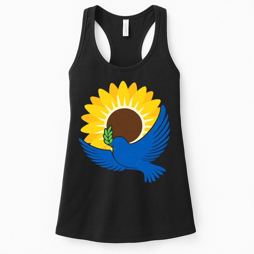 Sunflower Peace Dove Stand With Ukraine End The War Womens Tank Top