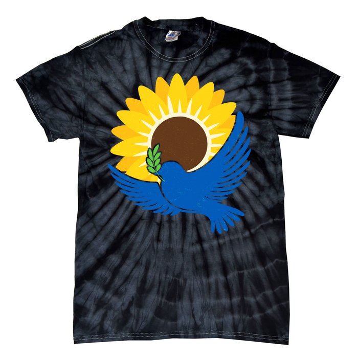 Sunflower Peace Dove Stand With Ukraine End The War Tie-Dye T-Shirt