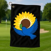 Sunflower Peace Dove Stand With Ukraine End The War Golf Towel