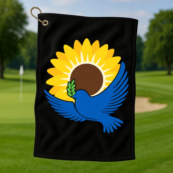 Sunflower Peace Dove Stand With Ukraine End The War Golf Towel
