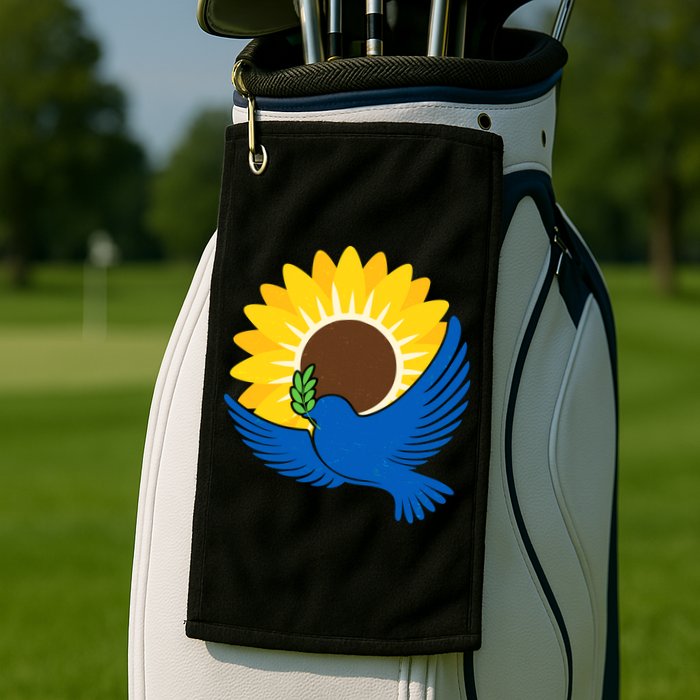 Sunflower Peace Dove Stand With Ukraine End The War Golf Towel