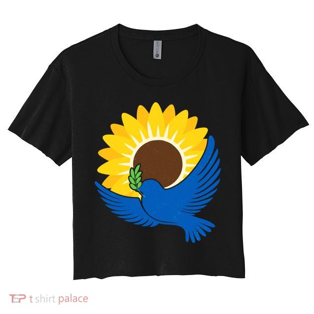 Sunflower Peace Dove Stand With Ukraine End The War Crop Top