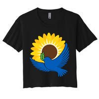 Sunflower Peace Dove Stand With Ukraine End The War Women's Crop Top Tee