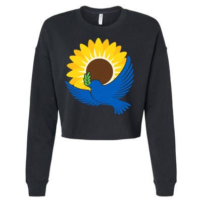 Sunflower Peace Dove Stand With Ukraine End The War Cropped Pullover Crew