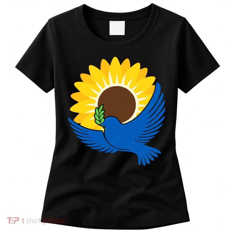 Sunflower Peace Dove Stand With Ukraine End The War Womens T-Shirt
