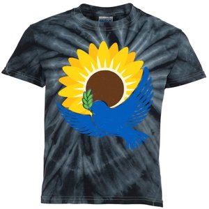 Sunflower Peace Dove Stand With Ukraine End The War Kids Tie-Dye T-Shirt