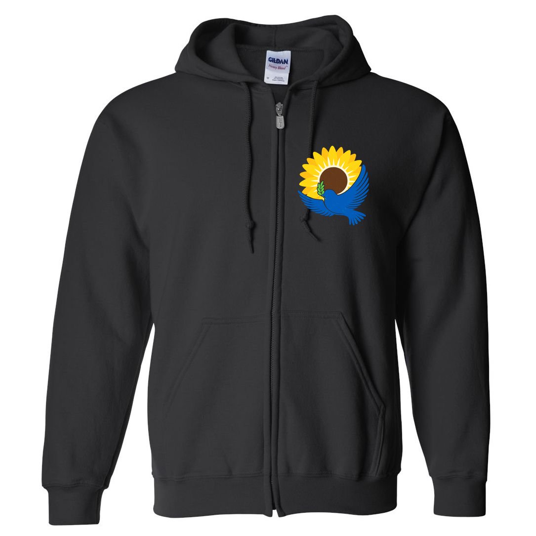 Sunflower Peace Dove Stand With Ukraine End The War Full Zip Hoodie
