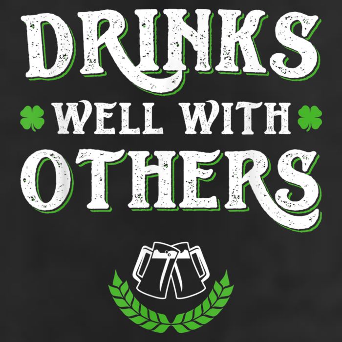 Drinks Well With Others St Patricks Day, Funny St Patricks Day, St Patricks Day Drinking Team 7 Panel Mesh Trucker Snapback Hat