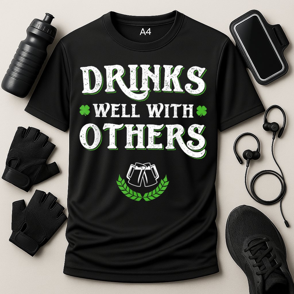 Drinks Well With Others St Patricks Day, Funny St Patricks Day, St Patricks Day Drinking Team Cooling Performance Crew T-Shirt