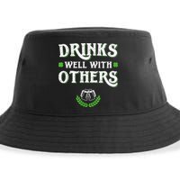 Drinks Well With Others St Patricks Day, Funny St Patricks Day, St Patricks Day Drinking Team Sustainable Bucket Hat