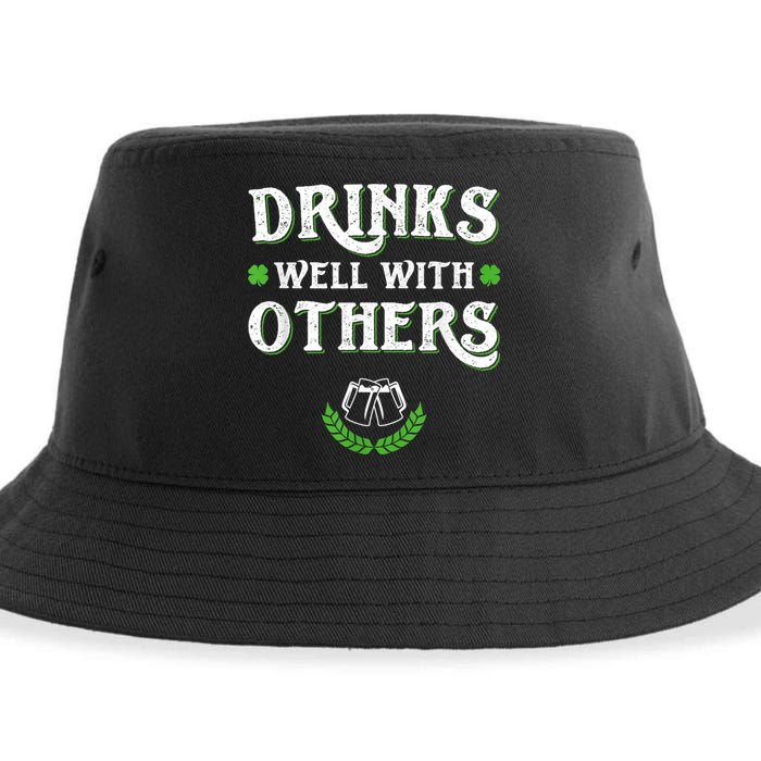 Drinks Well With Others St Patricks Day, Funny St Patricks Day, St Patricks Day Drinking Team Sustainable Bucket Hat