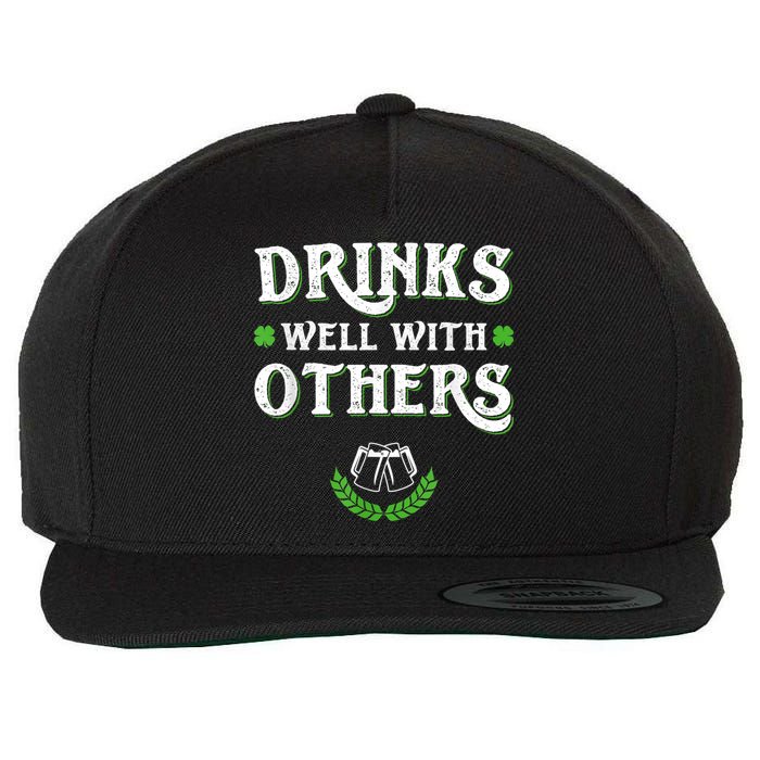 Drinks Well With Others St Patricks Day, Funny St Patricks Day, St Patricks Day Drinking Team Wool Snapback Cap