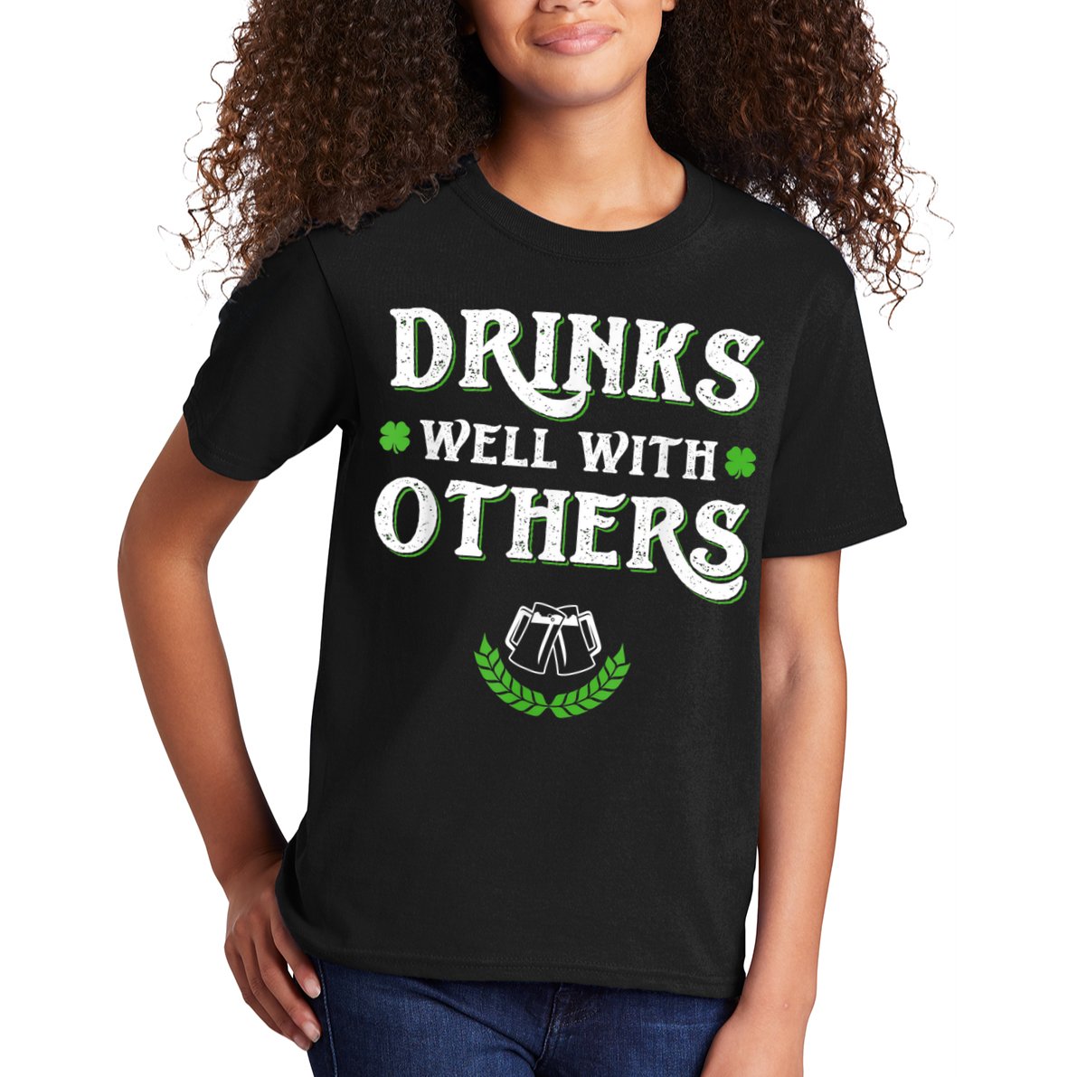 Drinks Well With Others St Patricks Day, Funny St Patricks Day, St Patricks Day Drinking Team Kids T-Shirt