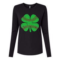 St Patricks Day Shamrock Baseball Saint Paddy's Womens Cotton Relaxed Long Sleeve T-Shirt