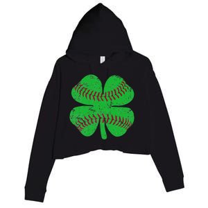 St Patricks Day Shamrock Baseball Saint Paddy's Crop Fleece Hoodie