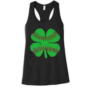 St Patricks Day Shamrock Baseball Saint Paddy's Women's Racerback Tank