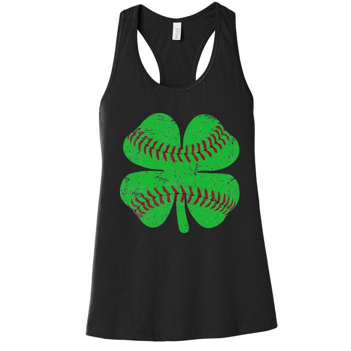 St Patricks Day Shamrock Baseball Saint Paddy's Women's Racerback Tank