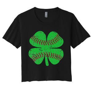 St Patricks Day Shamrock Baseball Saint Paddy's Women's Crop Top Tee