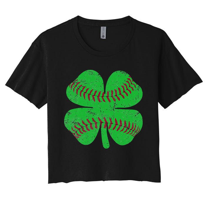 St Patricks Day Shamrock Baseball Saint Paddy's Women's Crop Top Tee