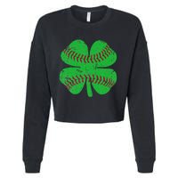 St Patricks Day Shamrock Baseball Saint Paddy's Cropped Pullover Crew