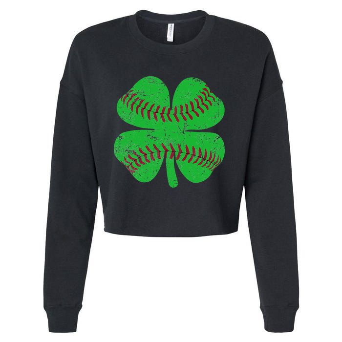 St Patricks Day Shamrock Baseball Saint Paddy's Cropped Pullover Crew