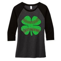 St Patricks Day Shamrock Baseball Saint Paddy's Women's Tri-Blend 3/4-Sleeve Raglan Shirt