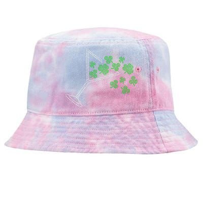 St Patricks Day Martini Clover Bling Rhinestone Paddys Day Tie-Dyed Bucket Hat