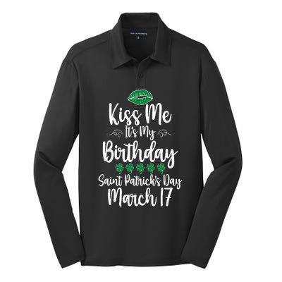 Saint Patrick's Day March Born Irish Birthday Silk Touch Performance Long Sleeve Polo