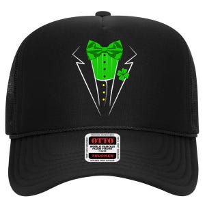 Saint Patrick's Day Irish Funny Tuxedo Costume Pub High Crown Mesh Back Trucker Hat