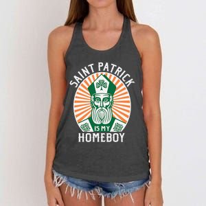 St. Patrick's Day Saint Patrick Is My Homeboy Women's Knotted Racerback Tank