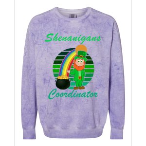 St Patricks Day Leprechaun Shenanigans Coordinator Rainbow Gift Colorblast Crewneck Sweatshirt