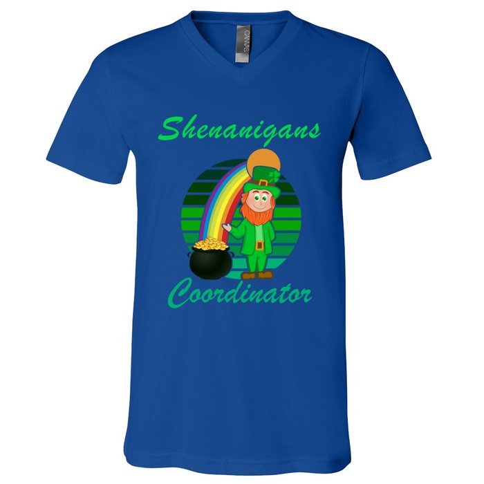 St Patricks Day Leprechaun Shenanigans Coordinator Rainbow Gift V-Neck T-Shirt