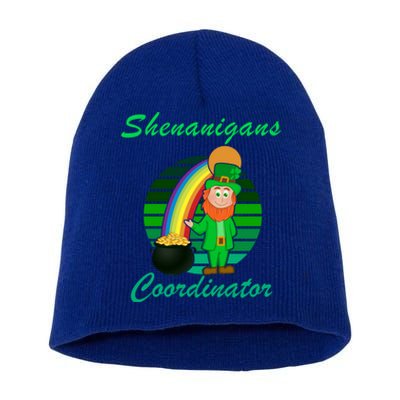 St Patricks Day Leprechaun Shenanigans Coordinator Rainbow Gift Short Acrylic Beanie