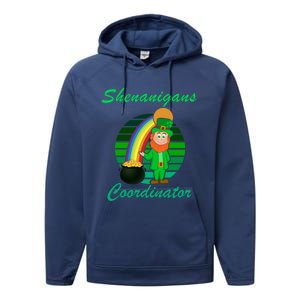 St Patricks Day Leprechaun Shenanigans Coordinator Rainbow Gift Performance Fleece Hoodie